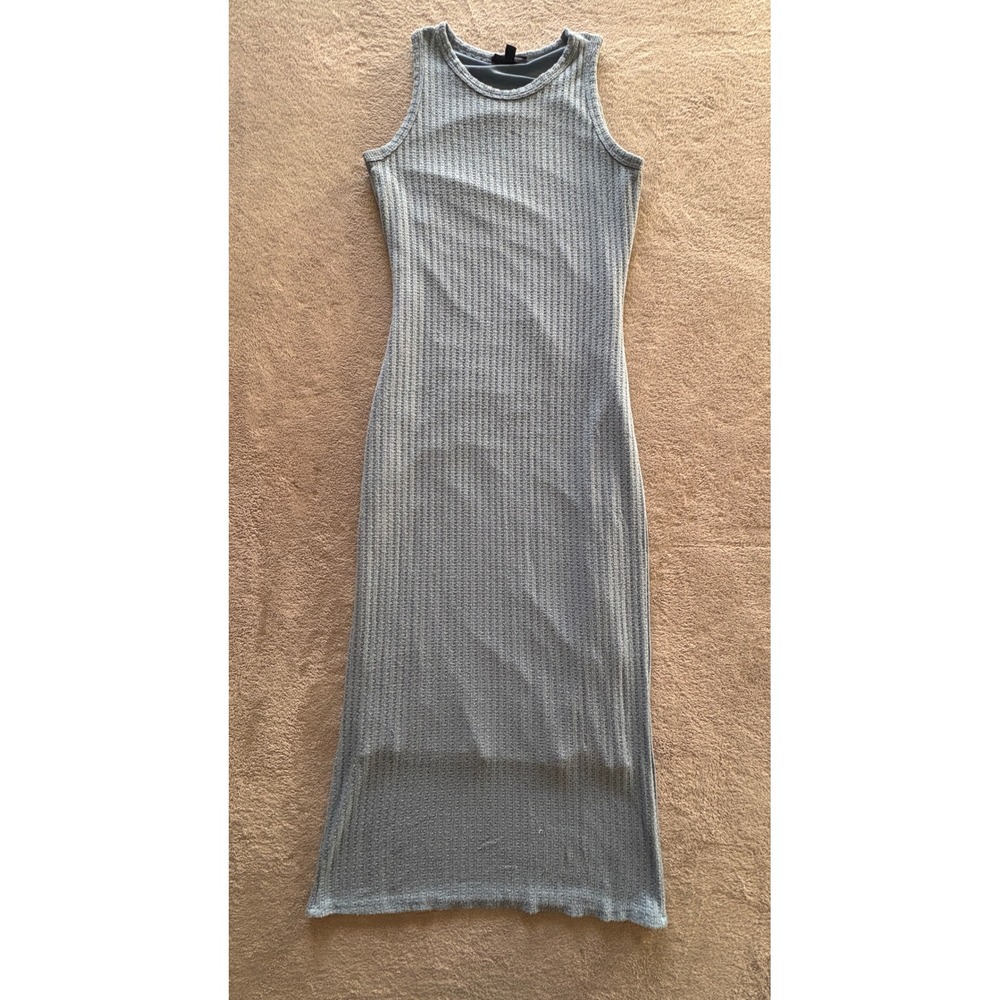 See You Monday Blue Pointelle Knit Sleeveless Bodycon Maxi Dress Large L88158-77